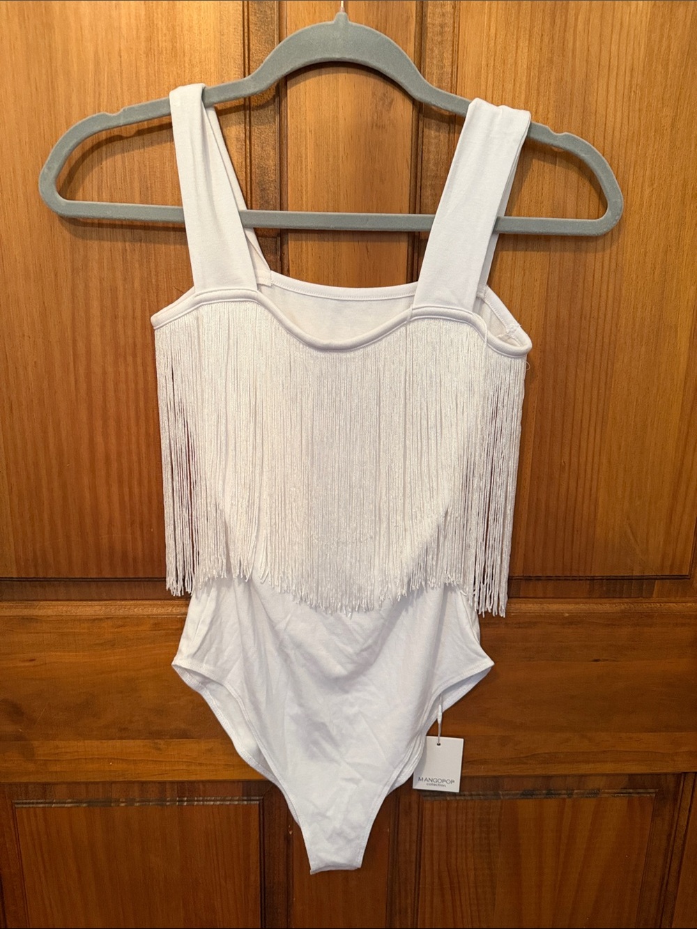 White Fringe One-Piece body suit